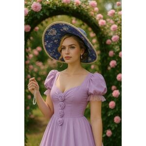 Floral Wide Brim Hat Kentucky Derby Wedding Party Garden Tea‎ Hat